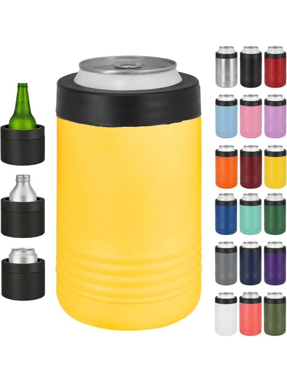 Yellow Insulated Can Cooler - 12oz & 16oz Portable Chiller for Beer, Soda